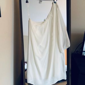 Off-white One Sleeve Mini Dress